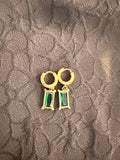 Emerald Glow Gold Huggie Earrings