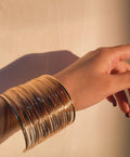 Statement Anti-tarnish Wide Cuff Bracelet for Women | Layered Wire Design Bold Bangle | Trendy Chunky Fashion