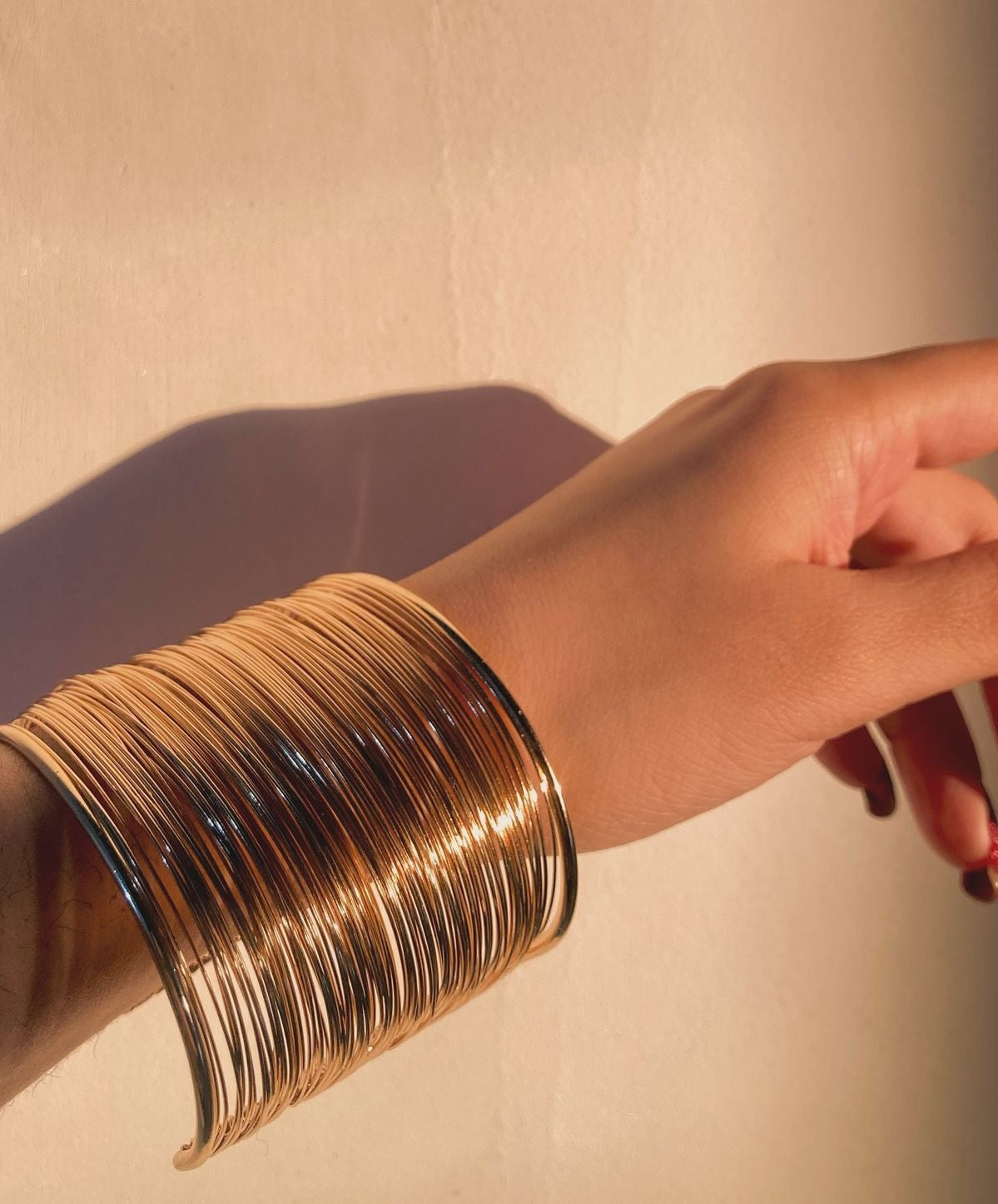 Statement Anti-tarnish Wide Cuff Bracelet for Women | Layered Wire Design Bold Bangle | Trendy Chunky Fashion