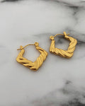 Anti-tarnish Chunky Croissant Geometric Hoops, Braided Textured Statement Earrings, Retro Modern Lightweight Huggies for Women