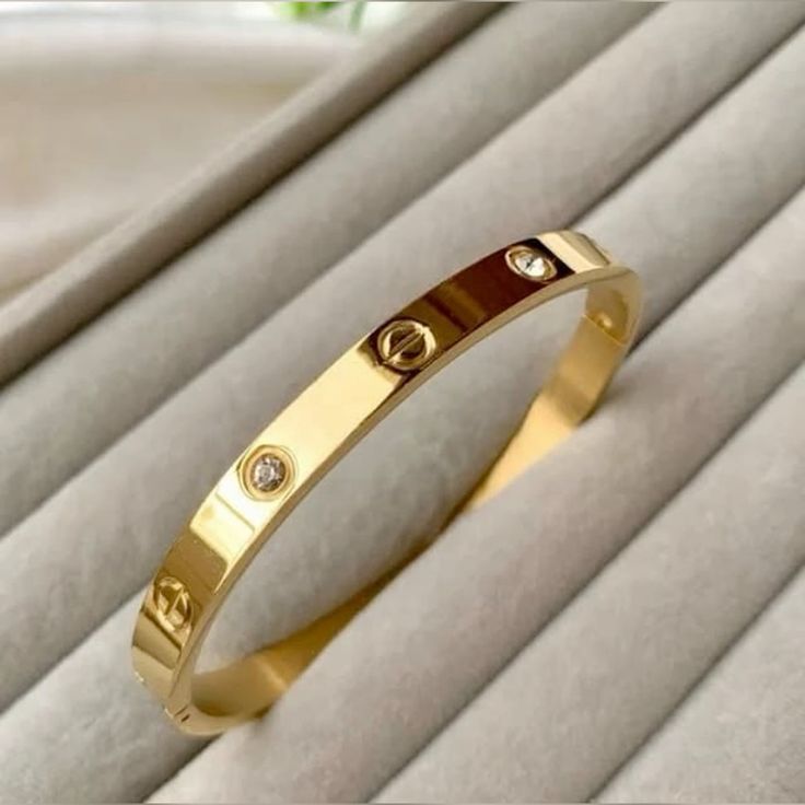 Gold Plated Screw Design Kada Bracelet for Women | Anti-Tarnish Stainless Steel Bangle|Anyaura