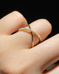 Crystal Cross Adjustable Ring for Women | Gold Plated Minimal Bar Ring | Anyaura