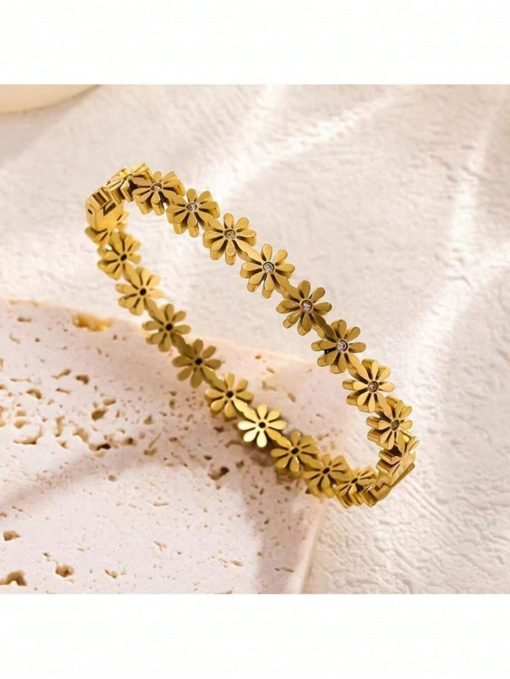 Gold Plated Daisy Flower Bracelet for Women | Anti-Tarnish Floral Kada | Anyaura