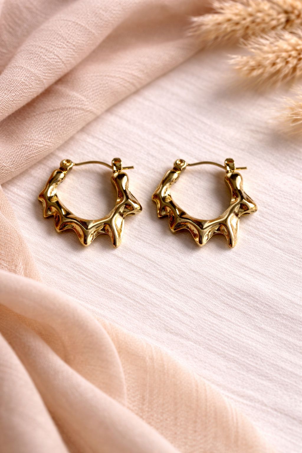 Anti-tarnish Textured Hoop Earrings for Women | Sculpted Irregular Design | Lightweight Statement Hoops | Trendy Fashion Jewelry