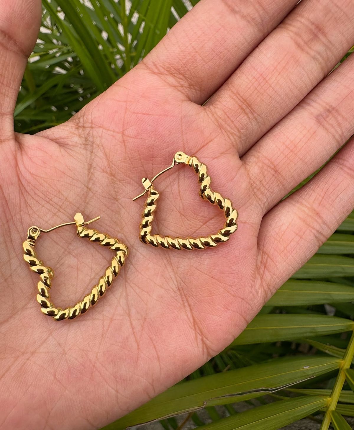 Anti-tarnish Twisted Heart Hoop Earrings – for Women & Girls